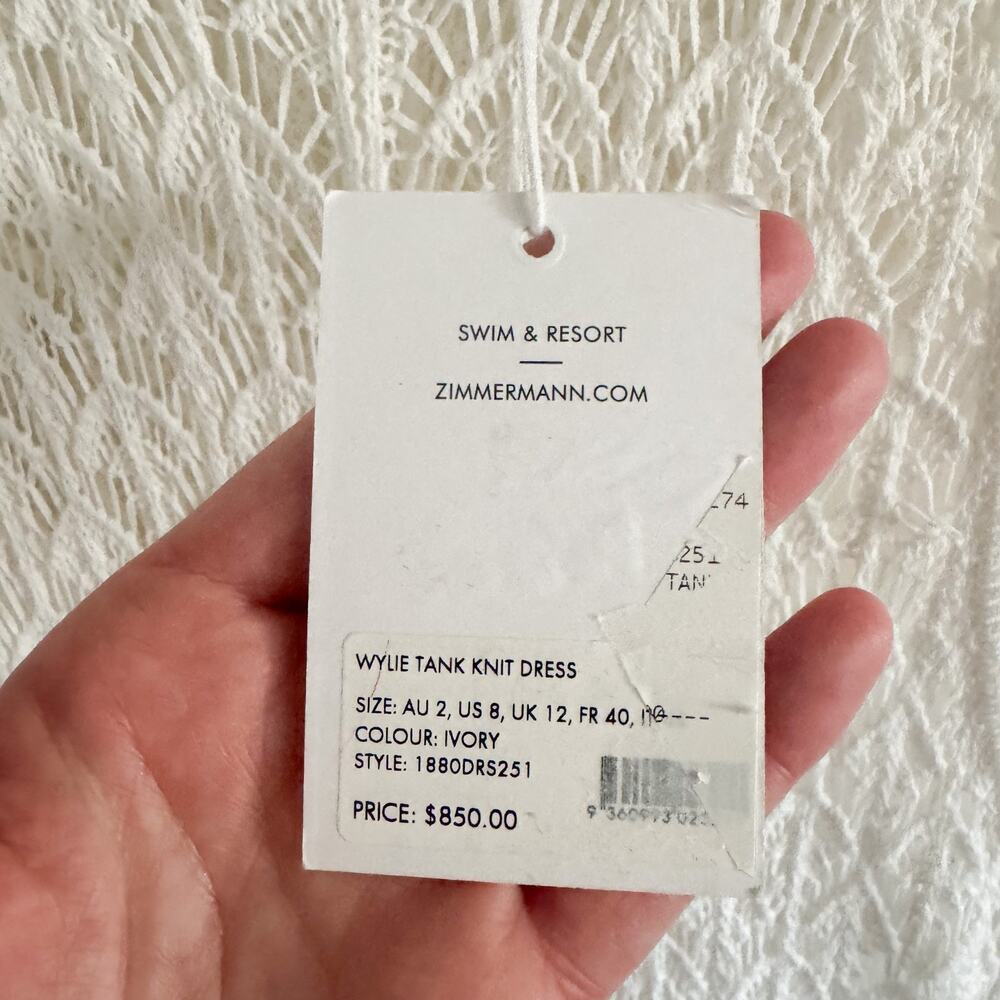 NWT Zimmerman White Knit Wylie Maxi Coverup Dress US 8 - Picture 6 of 7
